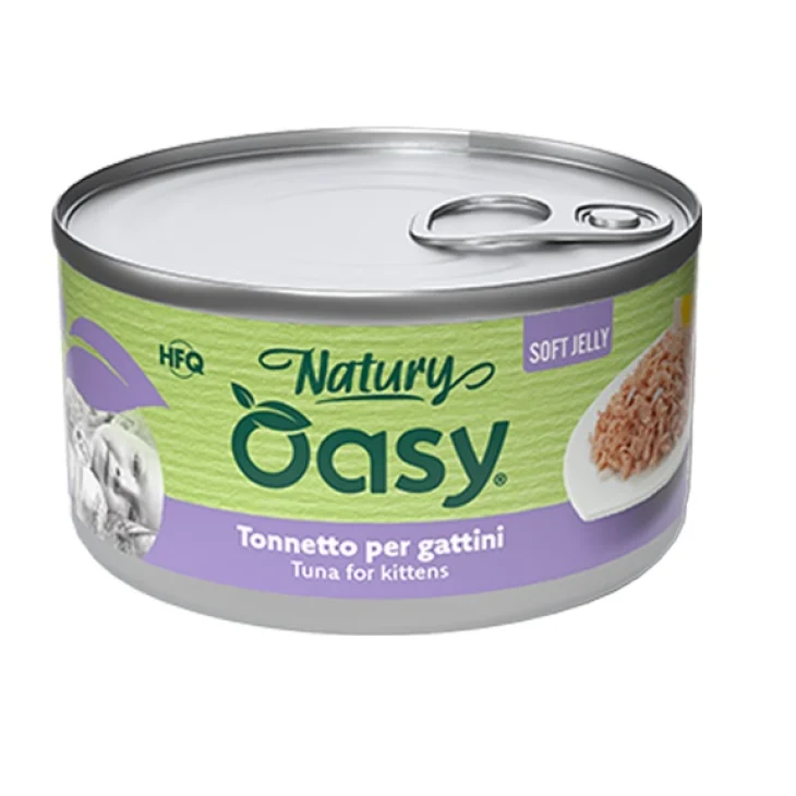 Oasy Wet Cat Natury Soft Jelly Cibo Umido Complementare per Gattini Gusto Tonnetto 85 g