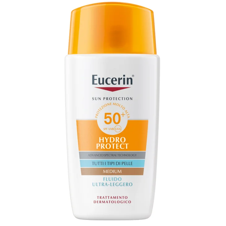 Eucerin Hydro Protect Fluido Solare Ultraleggero Colorato SPF50+ Medium Viso 50 ml Eucerin Hydro Protect Fluido Solare Ultraleggero Colorato SPF50+ Medium Viso 50 ml