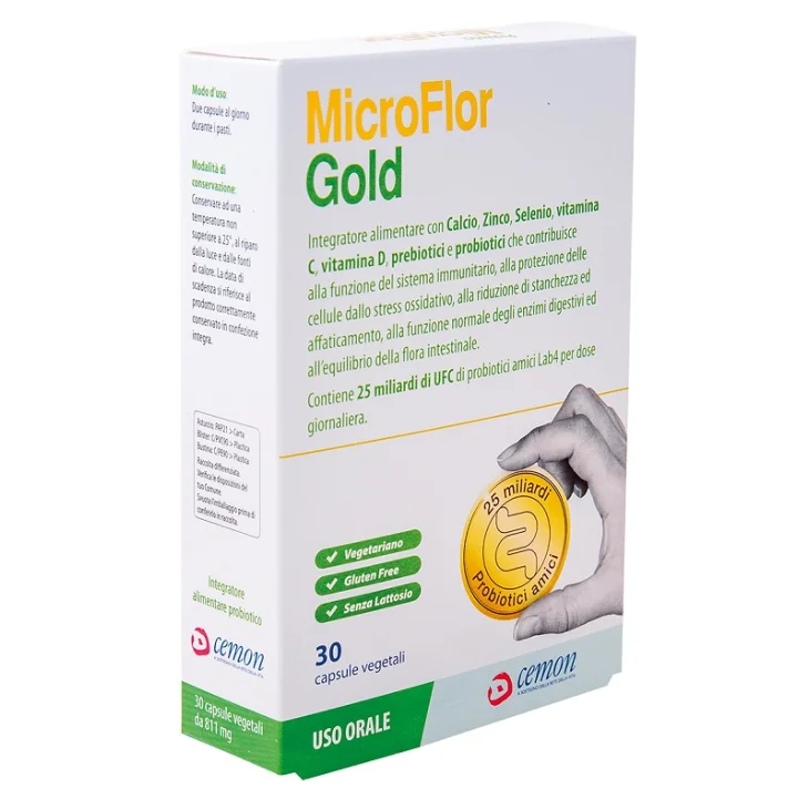 MicroFlor Gold Integratore Fermenti Probiotici e Vitamine 30 Capsule