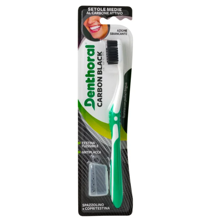 Denthoral Spazzolino da Denti Carbon Black con Setole al Carbone Nero 1 spazzolino