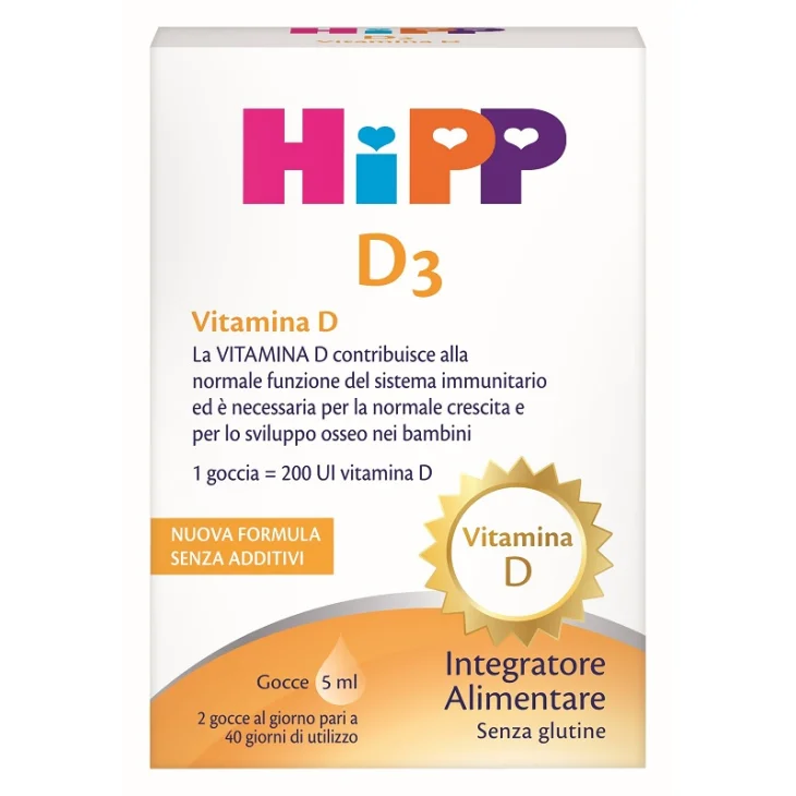Hipp D3 Integratore di Vitamina D 5 ml Nuova Formula Hipp D3 Integratore di Vitamina D 5 ml Nuova Formula