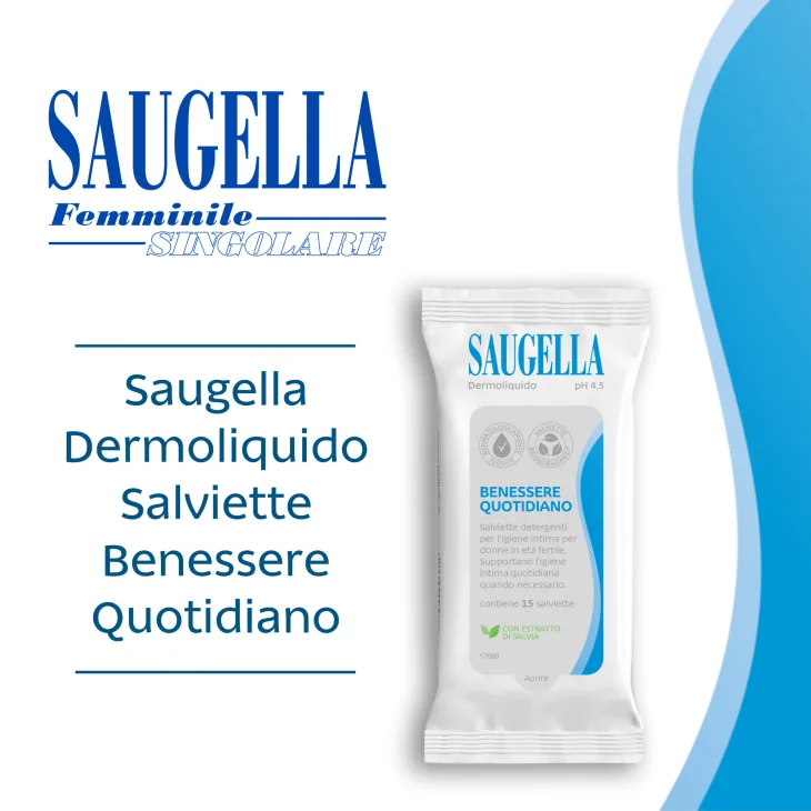 Saugella Dermoliquido Salviette Intime 15 pezzi