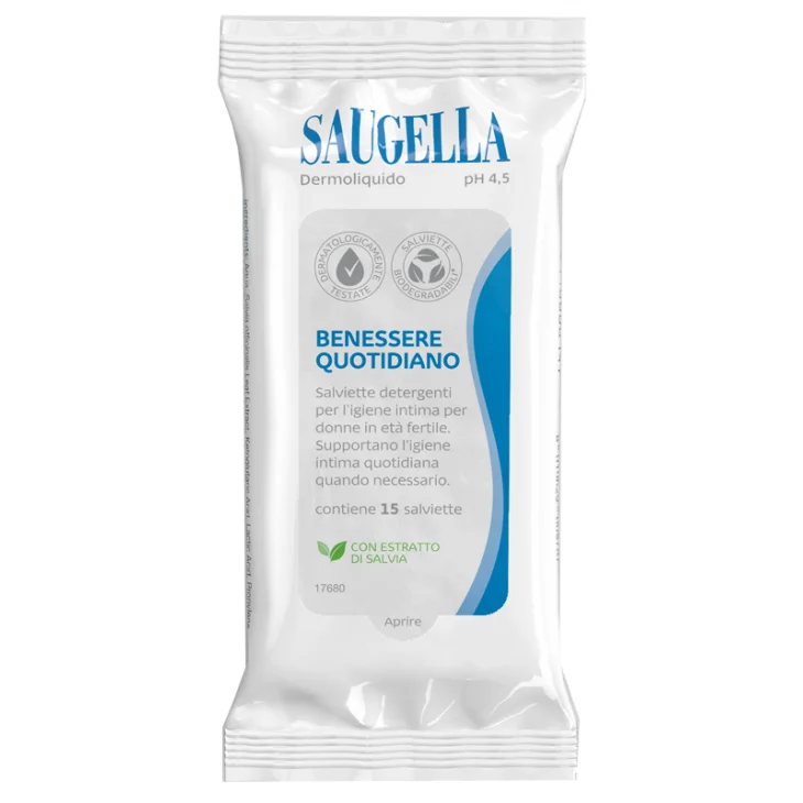 Saugella Dermoliquido Salviette Intime 15 pezzi