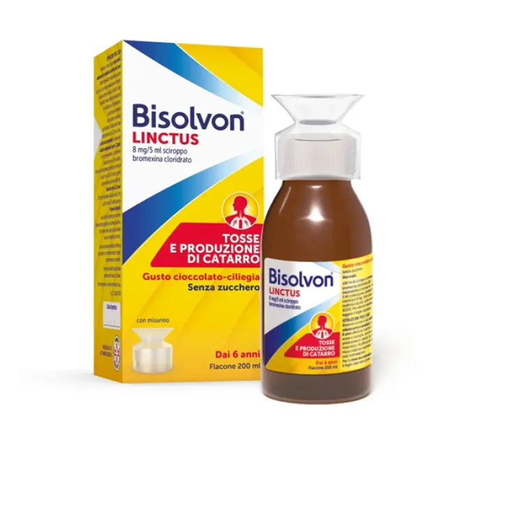 Bisolvon Linctus Sciroppo Tosse e Catarro  8mg/5ml Gusto Cioccolato Ciliegia 200 ml