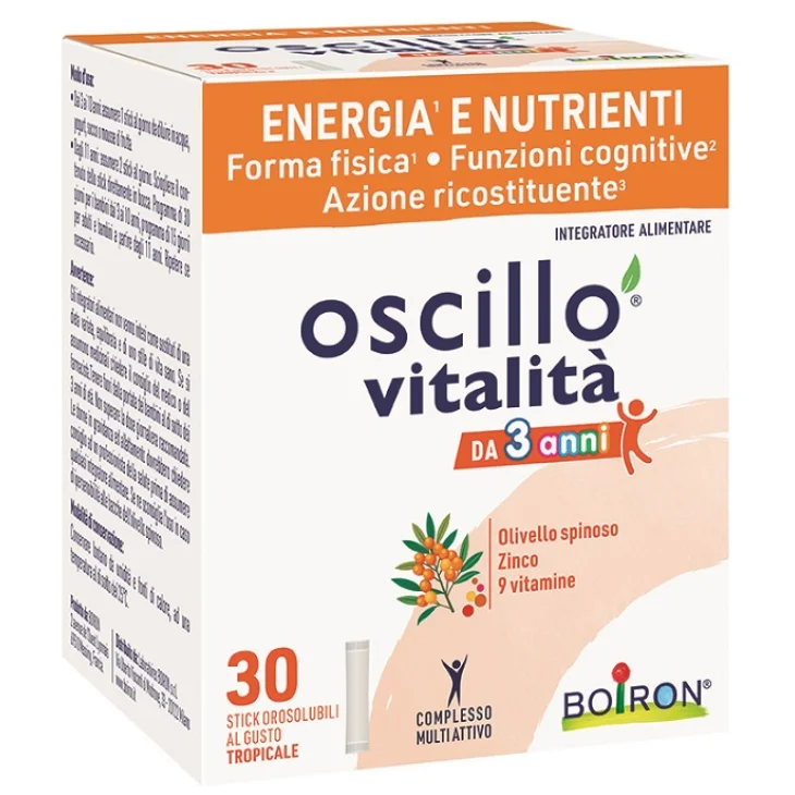 Boiron Oscillo Vitalità Integratore Energizzante dai 3 Anni  30 Stick Orosolubili