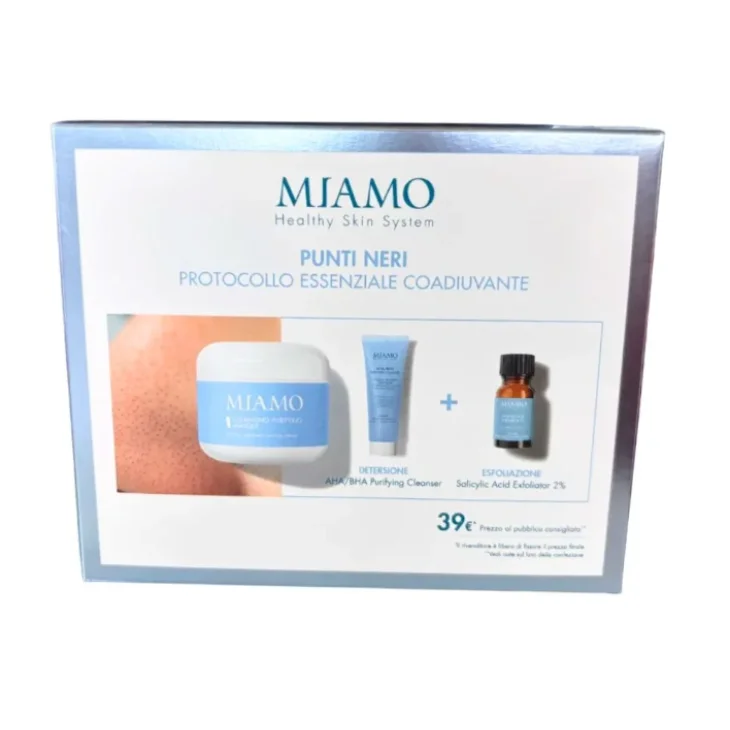 Miamo Protocollo Essenziale Punti Neri Cleansing Masque 60ml + AHA/BHA Purifying Cleanser 50ml + Salicylic Acid Exfoliator 10ml