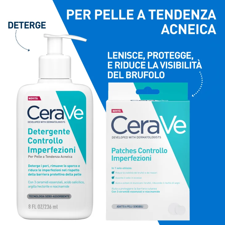 CeraVe Patches Idrocolloidali Anti Brufoli Trasparenti e Invisibili sulla Pelle 22 pezzi