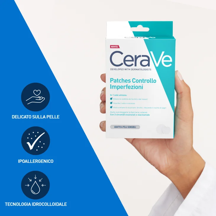 CeraVe Patches Idrocolloidali Anti Brufoli Trasparenti e Invisibili sulla Pelle 22 pezzi