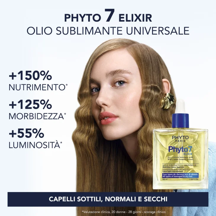 Phyto Phyto7 Elixir Olio Sublimante Universale per Tutti i Tipi di Capelli 100 ml