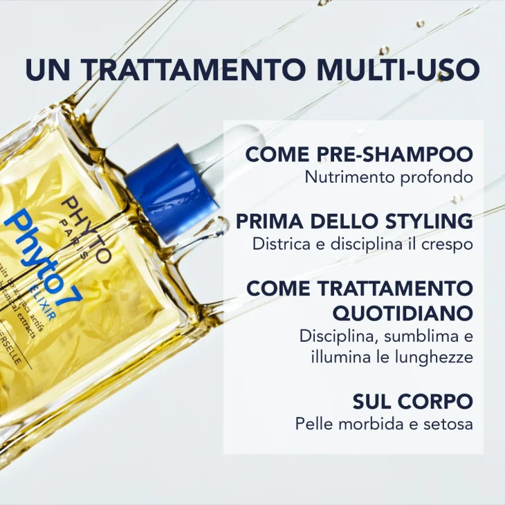 Phyto Phyto7 Elixir Olio Sublimante Disciplinante Capelli Secchi e Danneggiati 100 ml