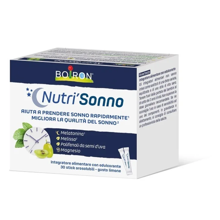 Boiron NutriSonno Integratore per il Sonno con Melatonina 30 Stick Gusto Limone
