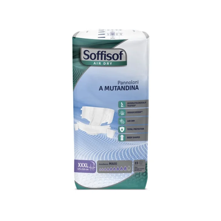 Soffisof Air Dry Pannoloni Mutandina Assorbenti per Adulti Taglia 3XL 15 pezzi