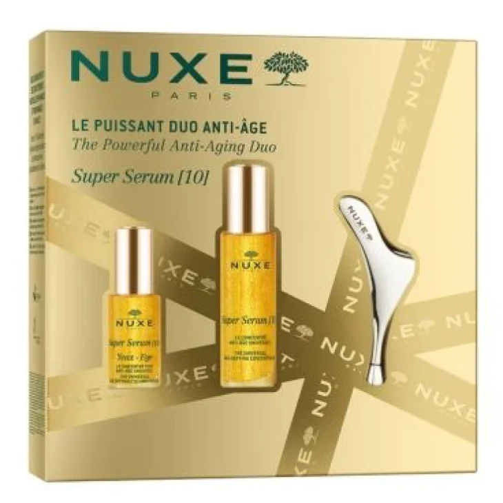 Nuxe Cofanetto Super Serum 10 Duo Anti-Età Cofanetto con Siero 30ml + Siero Occhi 15ml + Massaggiatore Viso