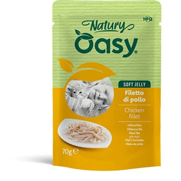 Oasy Natury Soft Jelly Alimento Complementare Gatti Adulti Filetto di Pollo 70g
