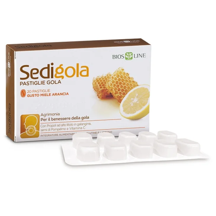 Bios Line Sedigola Pastiglie Gola Miele e Arancia 20 pastiglie