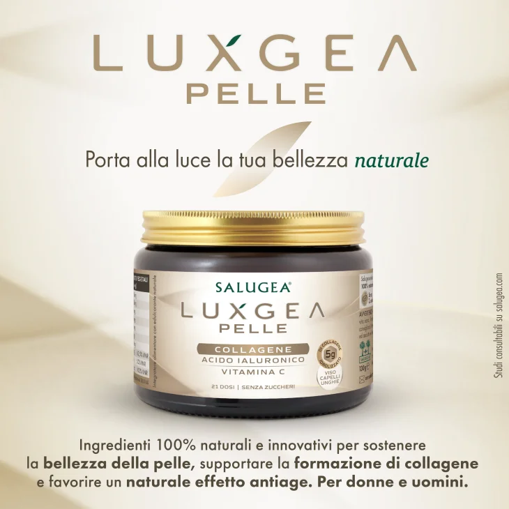 Salugea Luxgea Pelle Integratore 100% naturale con Collagene e Acido ialuronico 130 grammi