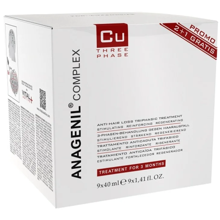 Vital Plus VPA CU123 Anagenil Complex Trifasico Trattamento Anticaduta 9 X 40 ml Trattamento Trimestrale