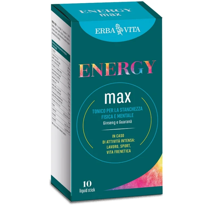 Erba Vita Energy Max Integratore Energizzante per Stanchezza Fisica e Mentale 10 stick liquidi da 12 ml