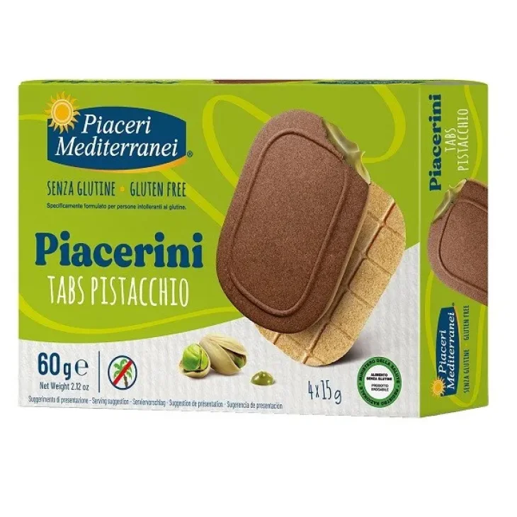 Piaceri Mediterranei Piacerini Tabs Pistacchio Dolcetti Senza Glutine 4 Pezzi 60g Piaceri Mediterranei Piacerini Tabs Pistacchio Dolcetti Senza Glutine 4 Pezzi 60g