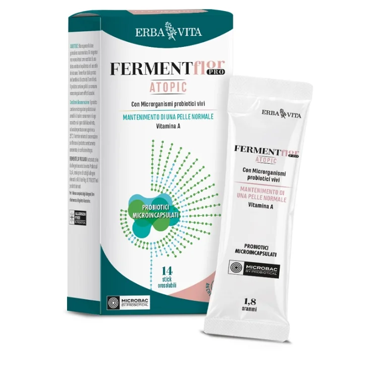 Erba Vita Fermentflor Pro Atopic per Equilibrio Intestinale e Pelle 14 Stick Orosolubili