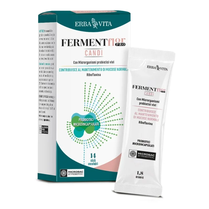 Erba Vita Fermentflor Pro Candi integratore Probiotico per Flora Intestinale 14 stick orosolubili