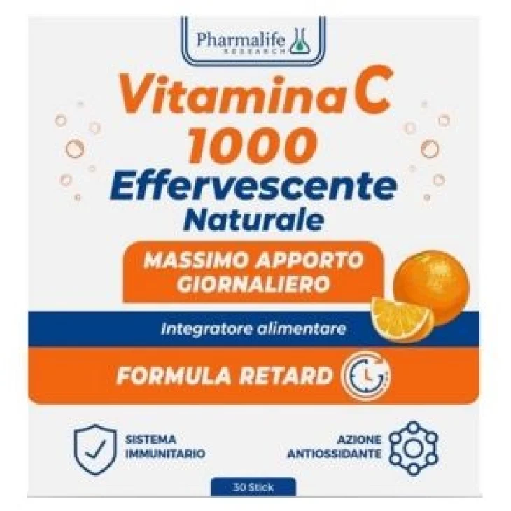 Pharmalife Integratore di Vitamina C 1000 Effervescente Naturale 30 stick