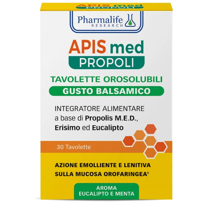 Pharmalife Research Apis Propoli Tavolette Orosolubili Azione Emolliente Gusto Balsamico 30 tavolette