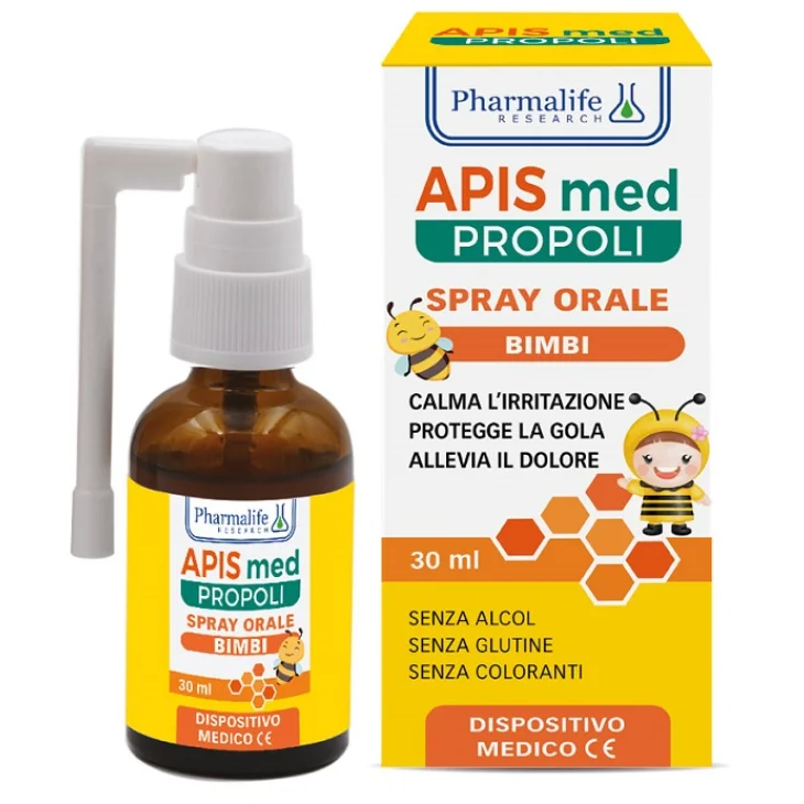 Pharmalife Research Apis Med Propoli Spray Orale Bimbi Contro Mal di Gola 30 ml