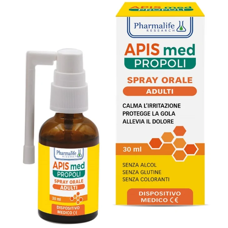 Pharmalife Research Apis Med Propoli Spray Orale Adulti Calma Irritazione Gola 30 ml