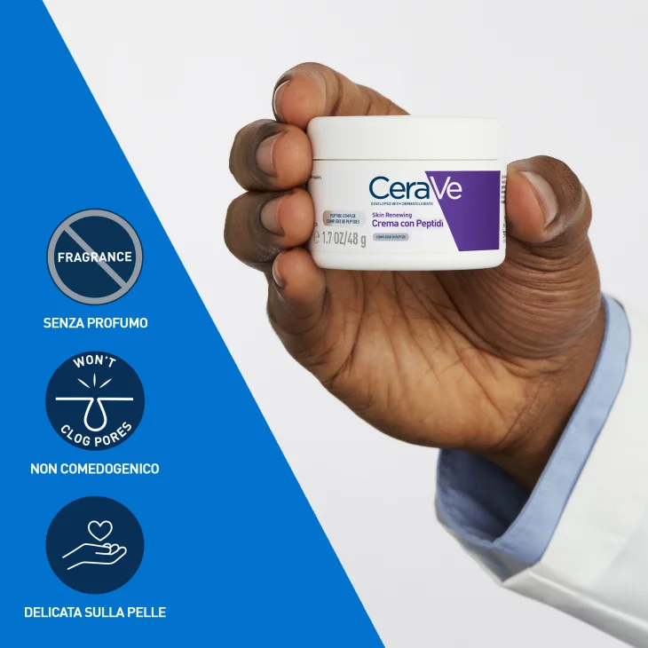 Cerave Skin Renewing Crema Viso Levigante E Idratante Con Peptidi 48 g