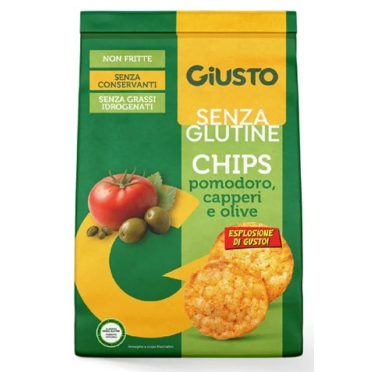 Giusto Chips Senza Glutine Gusto Pomodoro Capperi e Olive 40 g Giusto Chips Senza Glutine Gusto Pomodoro Capperi e Olive 40 g