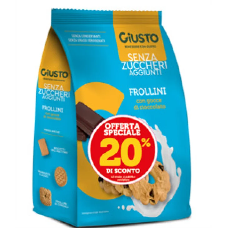 Giusto Senza Zuccheri Aggiunti Frollini con Gocce di Cioccolato 350 g Offerta Speciale Giusto Senza Zuccheri Aggiunti Frollini con Gocce di Cioccolato 350 g Offerta Speciale