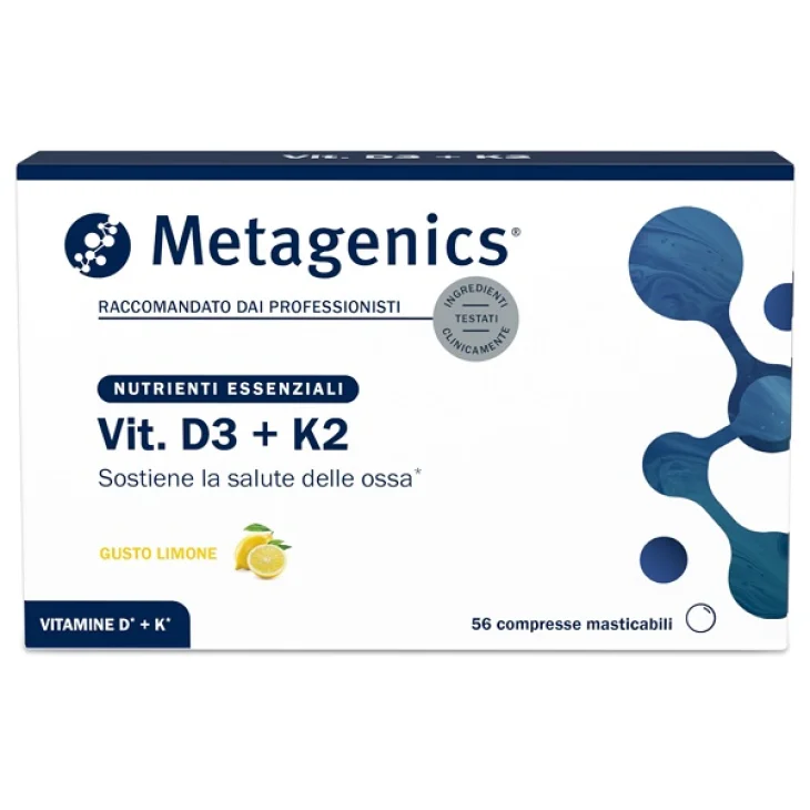Metagenics Vit D3 + K2 Integratore per il Benessere delle Ossa 56 compresse masticabili