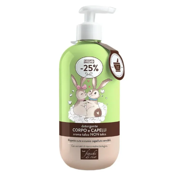 Fiocchi di Riso Detergente Capelli e Corpo Talco per Pelle e Capelli Sensibili 400 ml