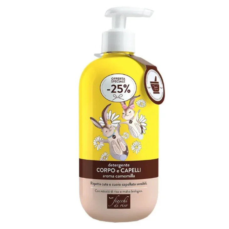 Fiocchi di Riso Detergente Capelli e Corpo Camomilla per Pelle e Capelli Sensibili 400 ml