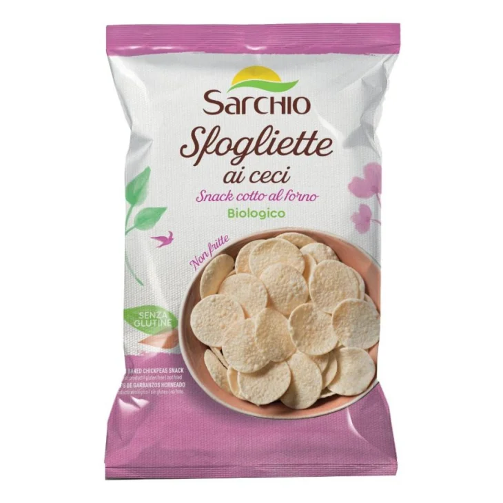 Sarchio Sfogliette ai Ceci Snack Biologico Senza Glutine Cotto al Forno 50g