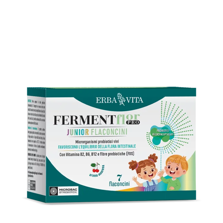 Erba Vita Ferment Flor Pro Junior Integratore per il Benessere Intestinale 7 flaconcini da 10 ml