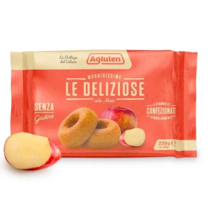 Agluten Ciambelle Senza Glutine e Lattosio Mela e Uvetta 4x55g Agluten Ciambelle Senza Glutine e Lattosio Mela e Uvetta 4x55g