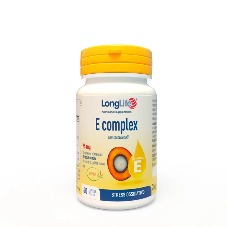 Longlife E Complex Integratore Antiossidante di tocotrienoli da frutto di palma rossa 60 capsule