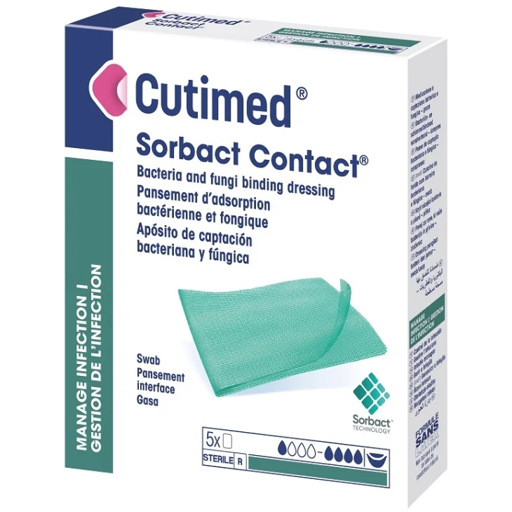 Cutimed Sorbact Contact Medicazione Idrofobica 7X9 cm 5 pezzi