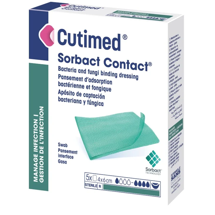 Cutimed Sorbact Contact Medicazione Idrofobica 4X6 cm 5 pezzi