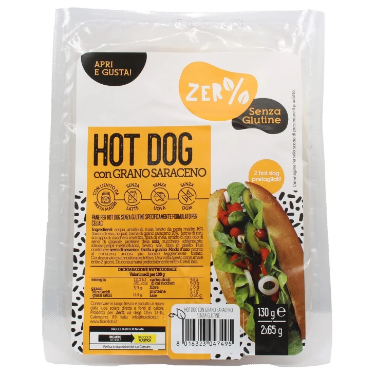 Probios Zer% Hot Dog Grano Saraceno Senza Glutine Rico Fibre Proteine 2x65 grammi Probios Zer% Hot Dog Grano Saraceno Senza Glutine Rico Fibre Proteine 2x65 grammi