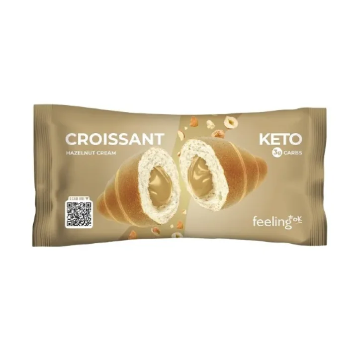 Feeling Ok Croissant Ripieno Di Crema Alla Nocciola Snack Proteico Low Carb Confezione Monodose 50 g