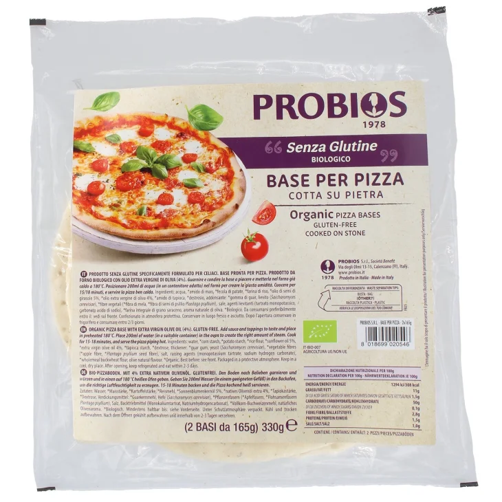 Probios Panito Base Pizza Senza Glutine Senza Latte Senza Uova Biologica 330g Probios Panito Base Pizza Senza Glutine Senza Latte Senza Uova Biologica 330g