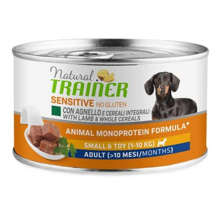 Natural Trainer Sensitive Cani Adulti Piccola Taglia Cibo Umido Gusto Agnello e Riso 150g