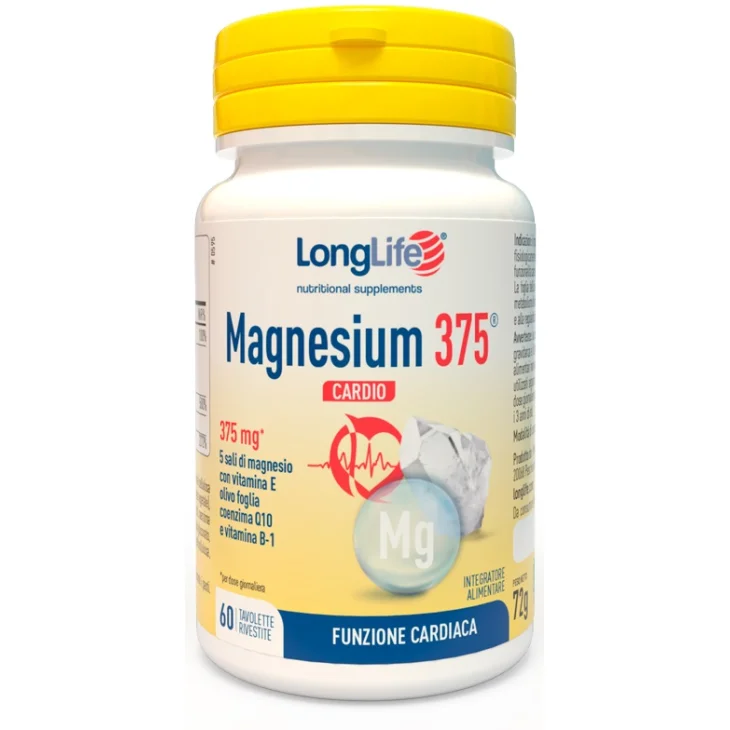Longlife Magnesium 375 Cardio Integratore per il Cuore 60 Tavolette Longlife Magnesium 375 Cardio Integratore per il Cuore 60 Tavolette