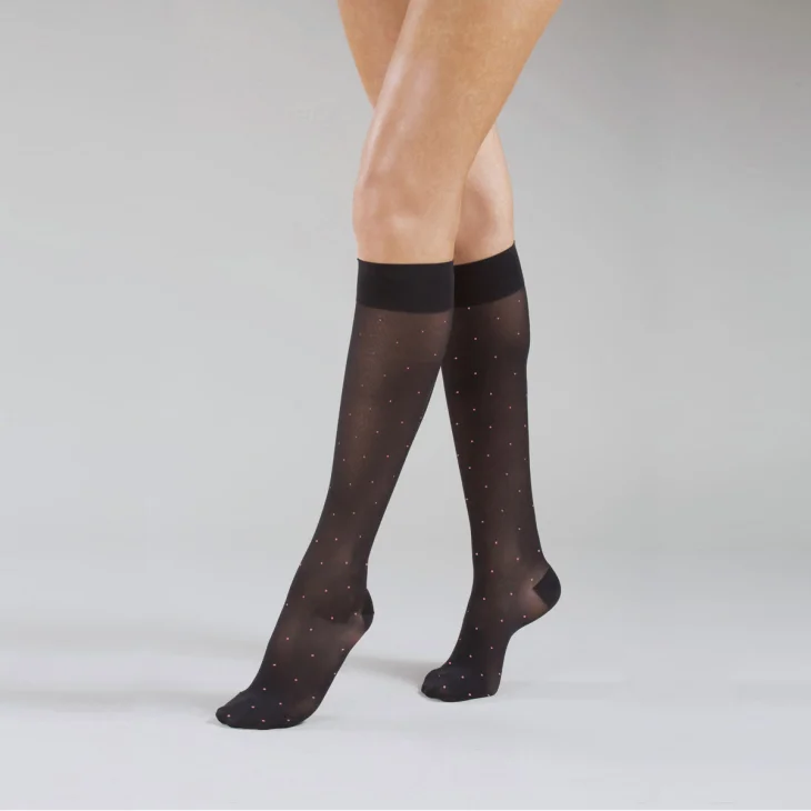 Varisan Plumetis Gambaletto Compressivo 15-20 mmHg Nero Rosa Taglia 2