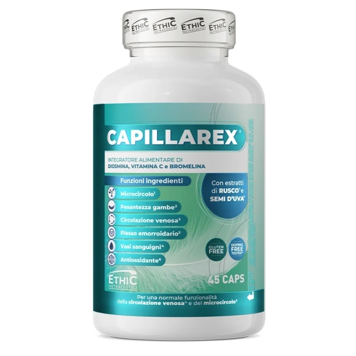 Capillarex Supporto Naturale per la Circolazione Venosa e il Benessere delle Gambe 45 Capsule Capillarex Supporto Naturale per la Circolazione Venosa e il Benessere delle Gambe 45 Capsule