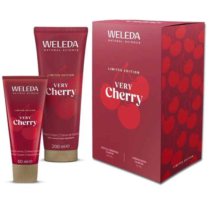 Weleda Very Cherry Set Idratante e Nutriente alla Ciligia Doccia Cremosa Corpo 200 ml e Crema Mani 50 ml