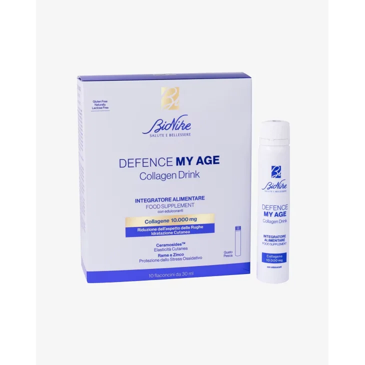 BioNike Defence My Age Collagene Drink Integratore di Collagene per Combattere i Segni del Tempo 10 flaconcini da 30 ml BioNike Defence My Age Collagene Drink Integratore di Collagene per Combattere i Segni del Tempo 10 flaconcini da 30 ml